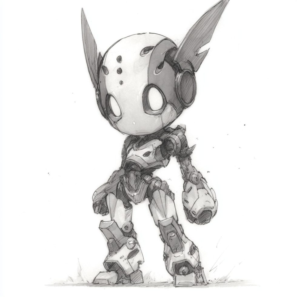 Cyra, a slender bot with a long braid and a forearm blade.